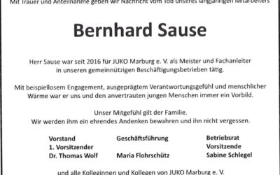 Wir trauern um unseren Kollegen Bernhard Sause